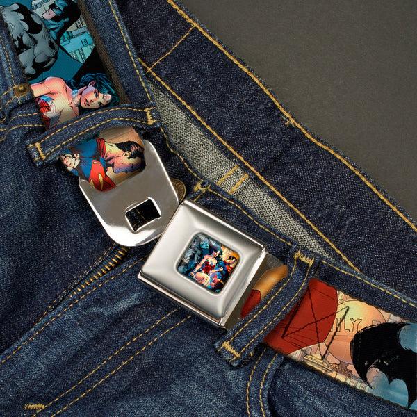 Buckle-Down DC Comics Trinity Group Pose Full Color Seatbelt Belt - DC Comics Trinity Group Pose/Logos Webbing