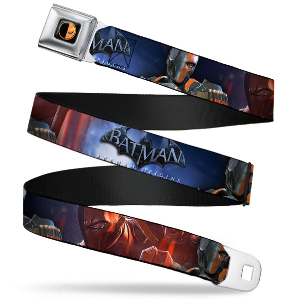 Buckle-Down Deadstroke Logo Full Color Black Red White Seatbelt Belt - DEATHSTROKE Pose/BATMAN ARKHAM ORIGINS Logo Webbing
