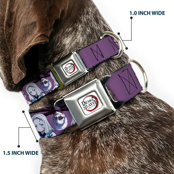 Buckle-Down DEMON SLAYER Title Logo Full Color White Seatbelt Buckle Collar - Demon Slayer The Spider Family Poses Purple