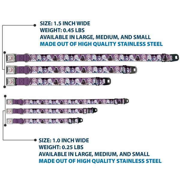 Buckle-Down DEMON SLAYER Title Logo Full Color White Seatbelt Buckle Collar - Demon Slayer The Spider Family Poses Purple
