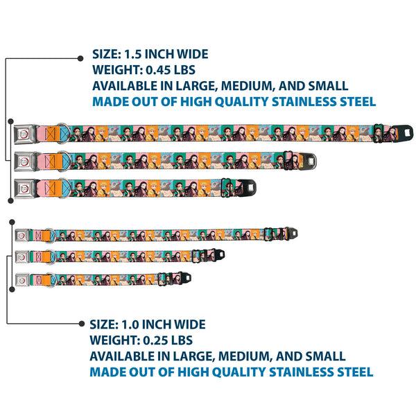 Buckle-Down DEMON SLAYER Title Logo Full Color White Seatbelt Buckle Collar - Demon Slayer Four Character Group Pose Blocks Multi Color