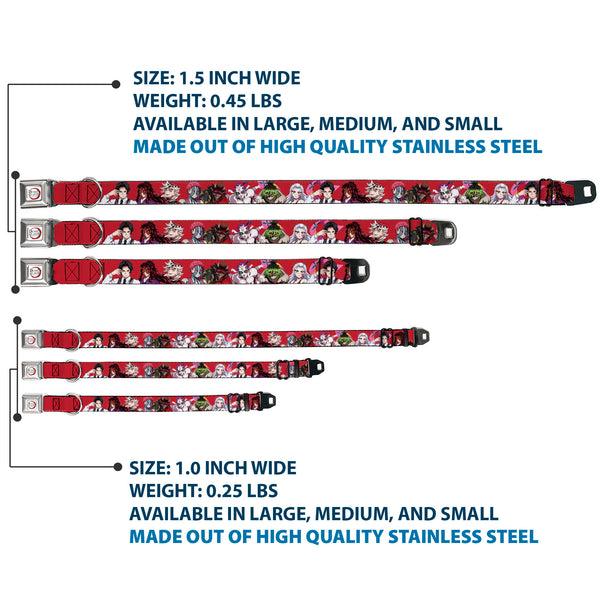 Buckle-Down DEMON SLAYER Title Logo Full Color White Seatbelt Buckle Collar - Demon Slayer Eight Demons Poses Red