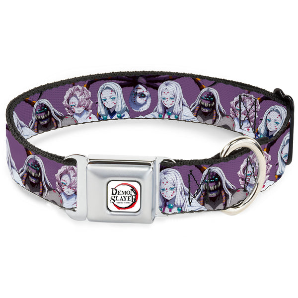 Buckle-Down DEMON SLAYER Title Logo Full Color White Seatbelt Buckle Collar - Demon Slayer The Spider Family Poses Purple