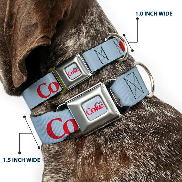 Buckle-Down DIET COKE Logo Full Color Light Gray Seatbelt Buckle Collar - DIET COKE Logo Light Gray/Black/Red