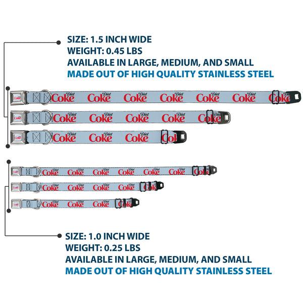 Buckle-Down DIET COKE Logo Full Color Light Gray Seatbelt Buckle Collar - DIET COKE Logo Light Gray/Black/Red