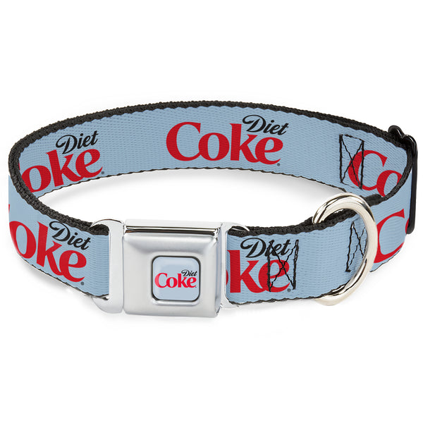Buckle-Down DIET COKE Logo Full Color Light Gray Seatbelt Buckle Collar - DIET COKE Logo Light Gray/Black/Red