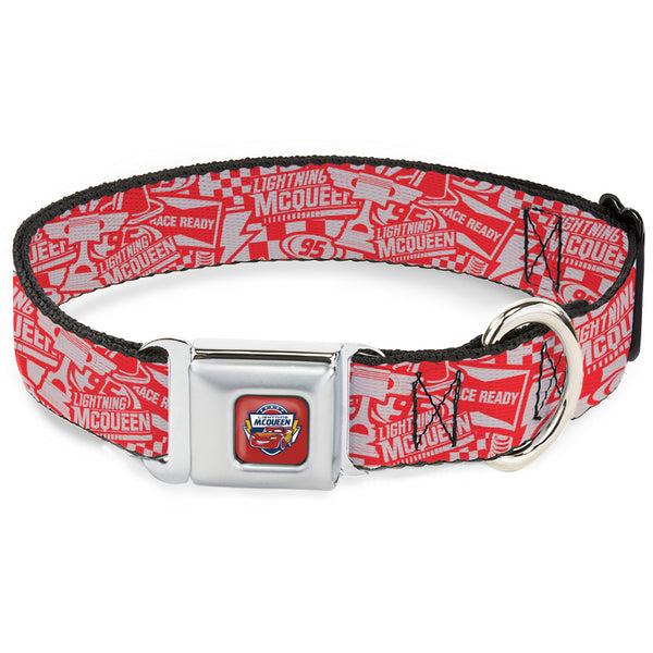 Buckle-Down Disney CARS Seatbelt Buckle Collar - Cars 3 LIGHTNINING MCQUEEN Icons Collage White/Red