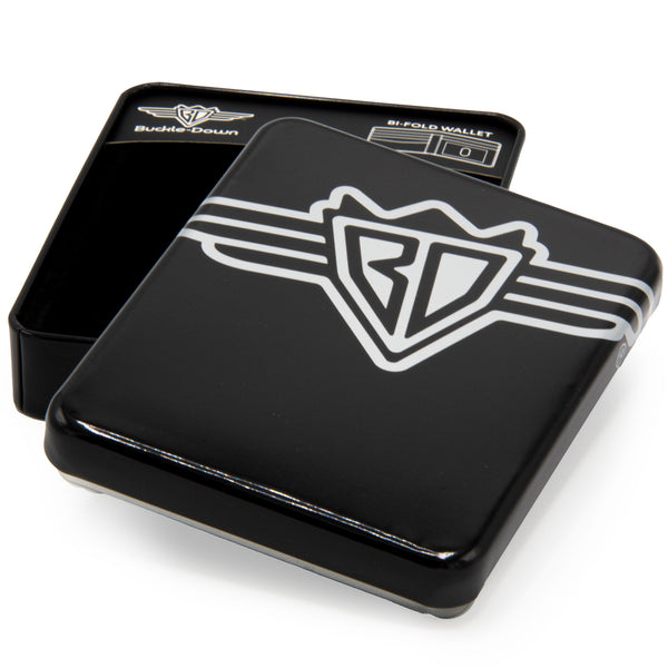 Buckle-Down Display Box - Wallet Tin With Tray - Buckle-Down BD Wings Logo Black/Gray