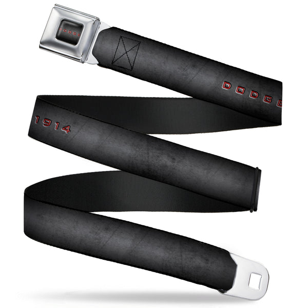 Buckle-Down DODGE Full Color Gray Red Seatbelt Belt - Dodge 100th Anniversary Logo Black-Gray Fade/Red Webbing