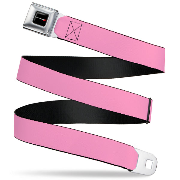 Buckle-Down Dodge Red Rhombus Seatbelt Belt - Baby Pink Webbing