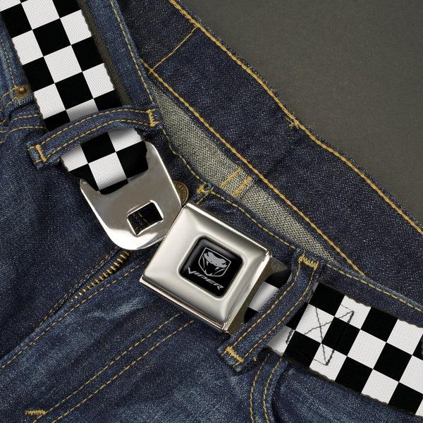 Buckle-Down Dodge Viper Seatbelt Belt - Checker Black/White Webbing