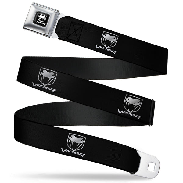 Buckle-Down Dodge Viper Seatbelt Belt - Dodge Viper Black/Silver Logo REPEAT Webbing