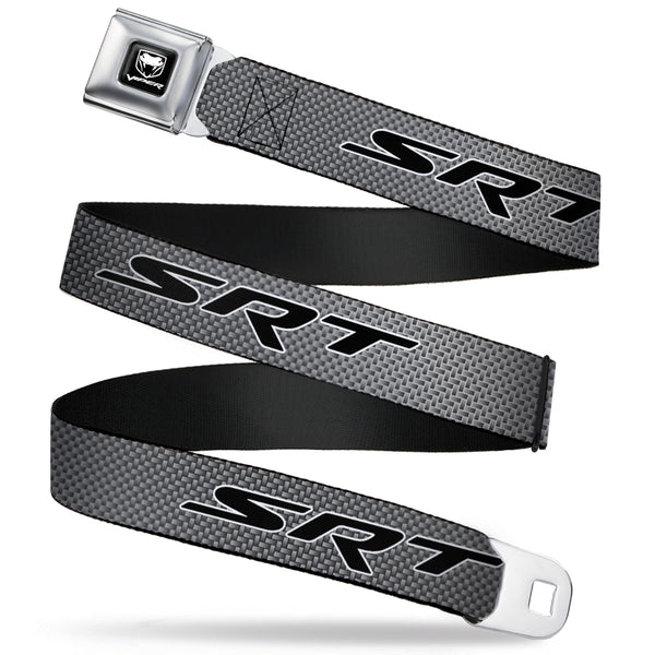 Buckle-Down Dodge Viper Seatbelt Belt - SRT Carbon Fiber Silver/White/Black Webbing