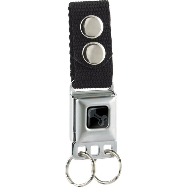 Buckle-Down Dog Bone Keychain - Black/Silver - Black Webbing