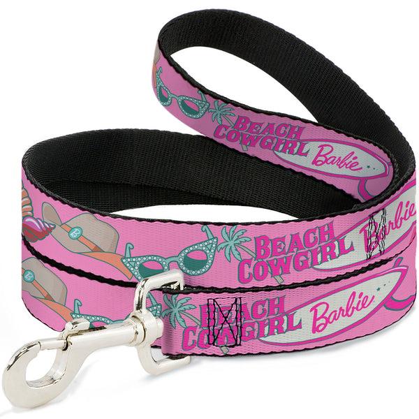 Buckle-Down Dog Leash - BARBIE BEACH COWGIRL Icons Collage Pinks/Blues