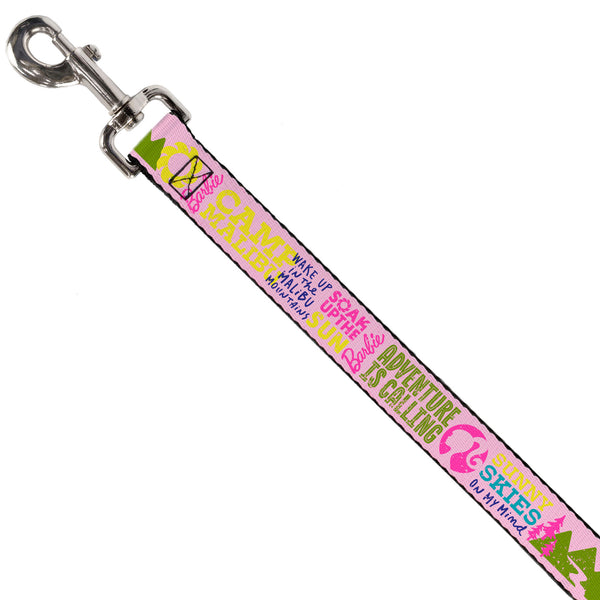 Buckle-Down Dog Leash - Barbie CAMP MALIBU Quotes And Icons Pink/Multi Color