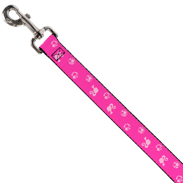 Buckle-Down Dog Leash - Barbie Ponytail Silhouette Icon Scattered Pinks