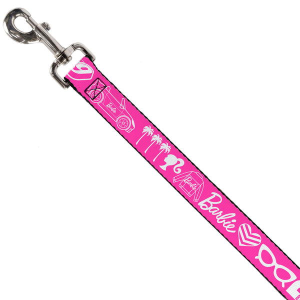 Buckle-Down Dog Leash - BARBIE Script Signature And Icons Pink/White