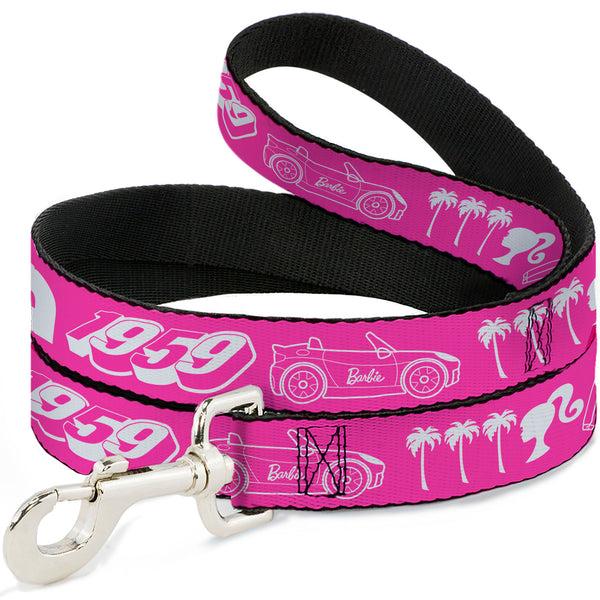 Buckle-Down Dog Leash - BARBIE Script Signature and Icons Pink/White