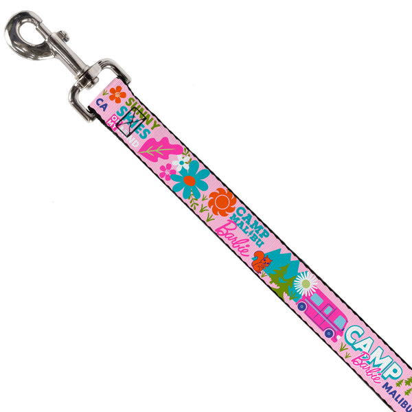 Buckle-Down Dog Leash - CAMP BARBIE MALIBU Icons Collage Pink/Multi Color