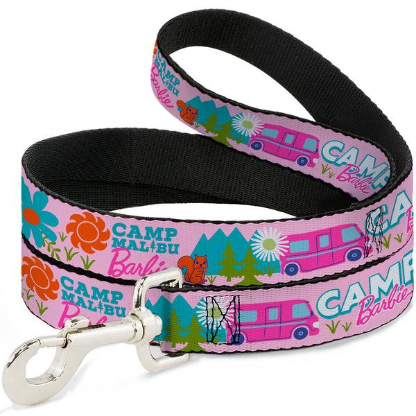 Buckle-Down Dog Leash - CAMP BARBIE MALIBU Icons Collage Pink/Multi Color