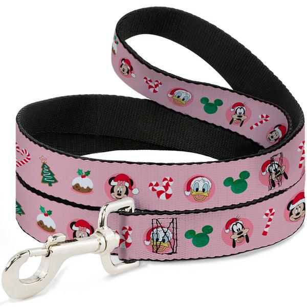 Buckle-Down Dog Leash - Christmas Holiday Mickey Mouse Face Starburst Red