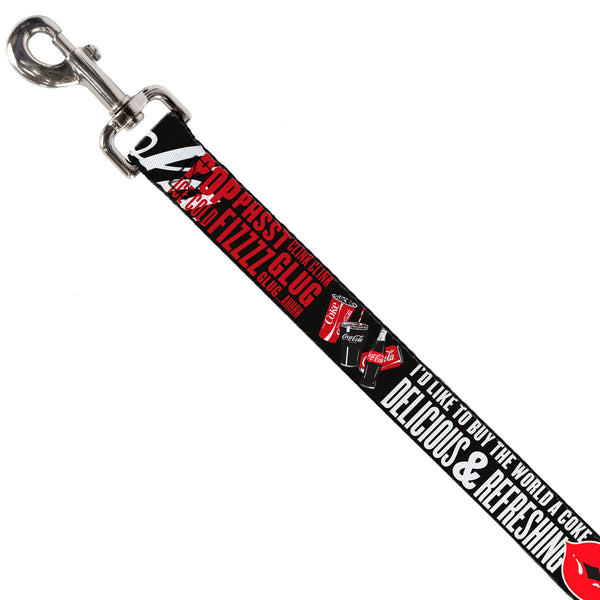 Buckle-Down Dog Leash - Coca-Cola ENJOY COKE IT'S THE REAL THING Kiss Black/White/Red