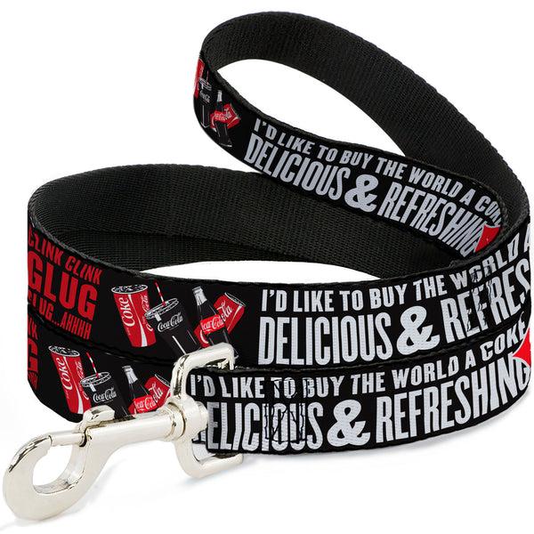 Buckle-Down Dog Leash - Coca-Cola ENJOY COKE IT'S THE REAL THING Kiss Black/White/Red