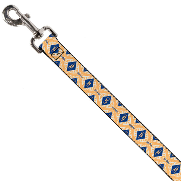 Buckle-Down Dog Leash - HARRY POTTER Butterbeer Diamond Logo White/Yellow/Blue