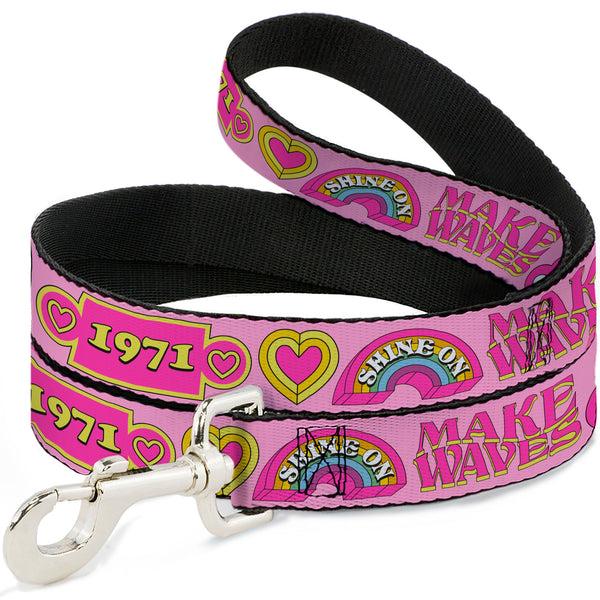 Buckle-Down Dog Leash - Malibu Barbie 1971 Icons and Quotes Pinks/Yellows