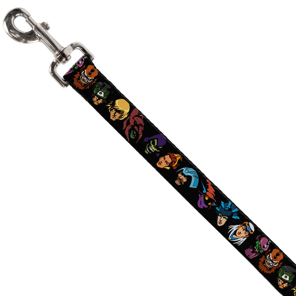 Buckle-Down Dog Leash - Masters Of The Universe Eleven Character Faces Black