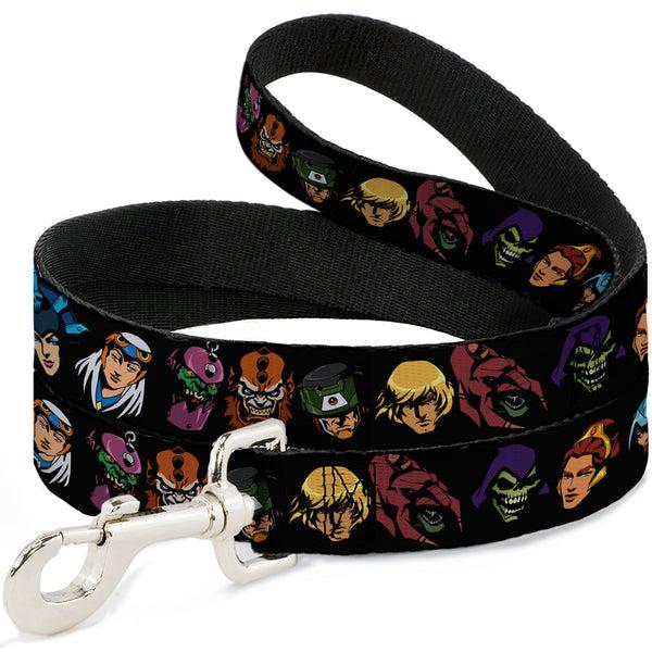 Buckle-Down Dog Leash - Masters of the Universe Eleven Character Faces Black