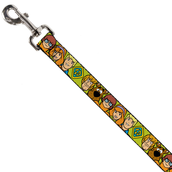 Buckle-Down Dog Leash - Scooby Doo Character Faces Close-Up Green