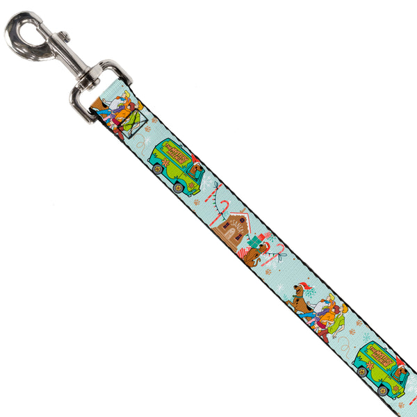Buckle-Down Dog Leash - Scooby Doo Holiday Scenes And Icons Baby Blue
