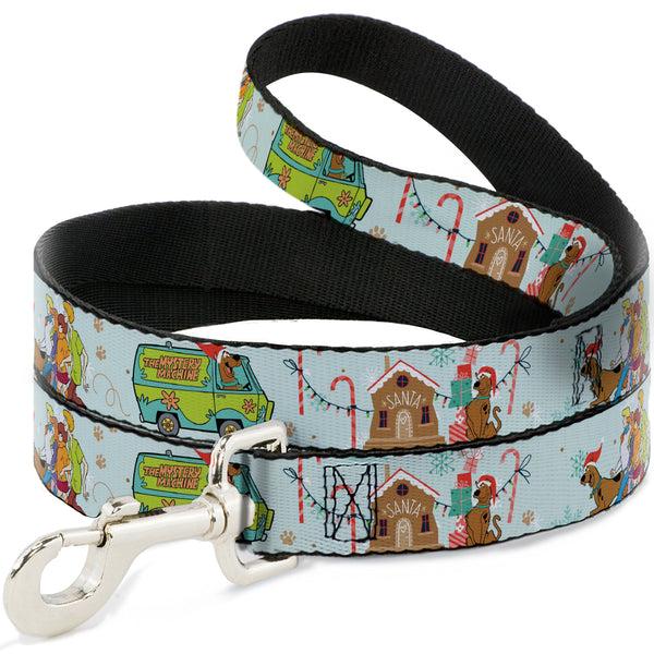 Buckle-Down Dog Leash - Scooby Doo Holiday Scenes and Icons Baby Blue