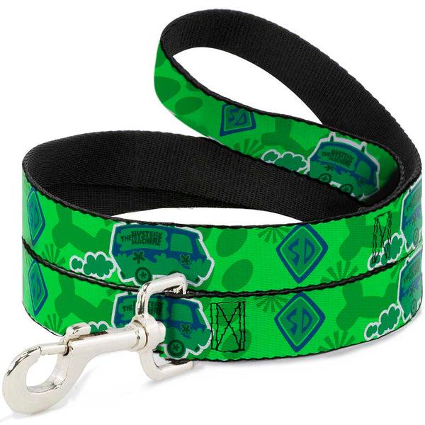 Buckle-Down Dog Leash - Scooby Doo Mystery Machine/Dog Tag Collage Greens/Blues