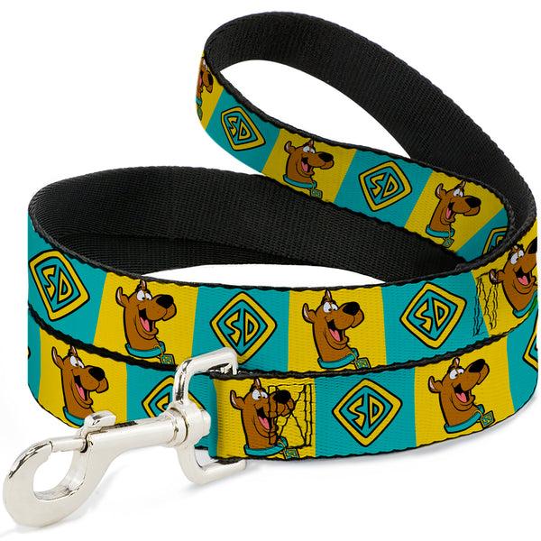 Buckle-Down Dog Leash - Scooby Doo Pose and Dog Tag Blocks Yellow/Blue