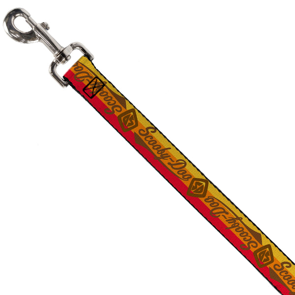 Buckle-Down Dog Leash - SCOOBY-DOO Script/SD Icon Stripe Yellow/Orange/Red/Brown