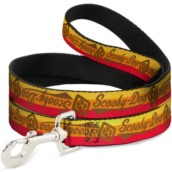 Buckle-Down Dog Leash - SCOOBY-DOO Script/SD Icon Stripe Yellow/Orange/Red/Brown