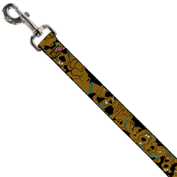 Buckle-Down Dog Leash - Scooby Doo Stacked CLOSE-UP Black