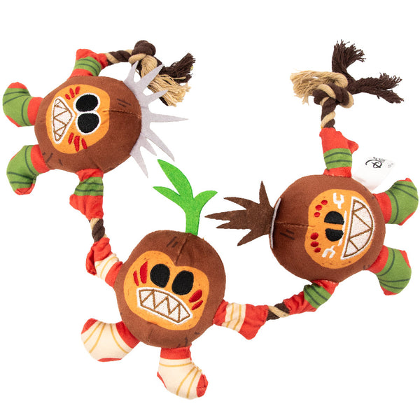 Buckle-Down Dog Toy Squeaker Plush Rope Toy - Moana Kakamora Coconut Monster Trio