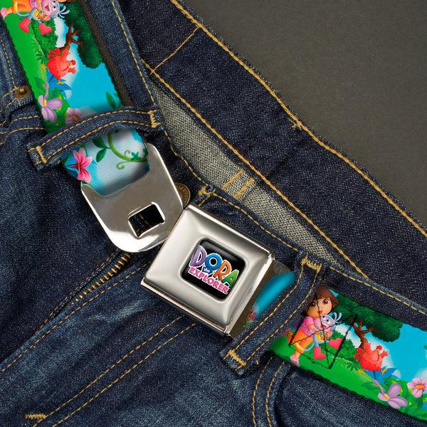 Buckle-Down DORA THE EXPORER Logo Full Color Black Seatbelt Belt - Dora Running & Animal Friends Outdoors Webbing