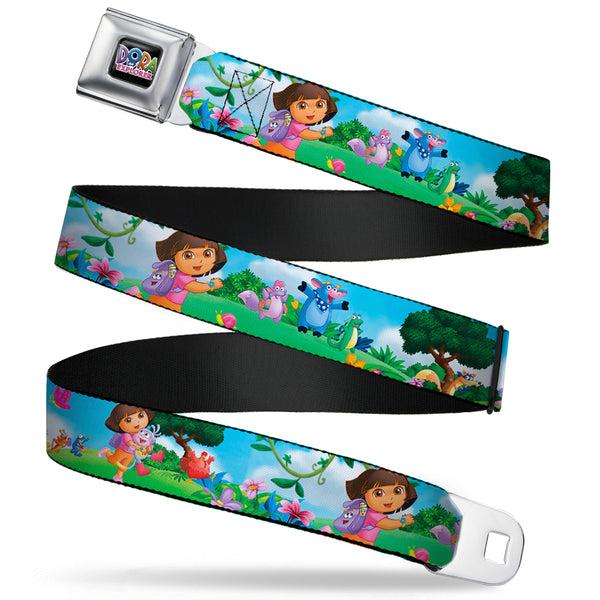 Buckle-Down DORA THE EXPORER Logo Full Color Black Seatbelt Belt - Dora Running & Animal Friends Outdoors Webbing