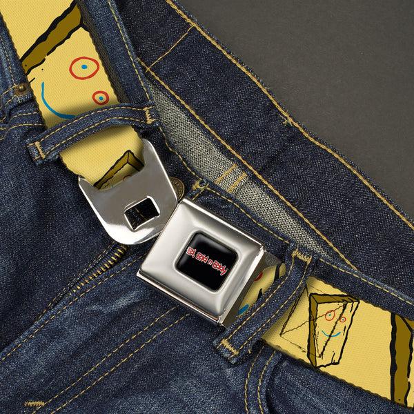 Buckle-Down ED EDD N EDDY Title Logo Full Color Black/White/Red Seatbelt Belt - Ed Edd N Eddy Plank Smiling Face Yellow Webbing