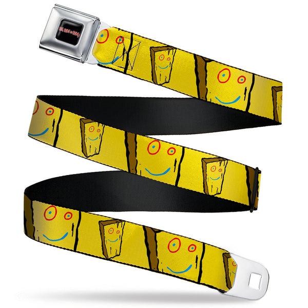 Buckle-Down ED EDD N EDDY Title Logo Full Color Black/White/Red Seatbelt Belt - Ed Edd n Eddy Plank Smiling Face Yellow Webbing