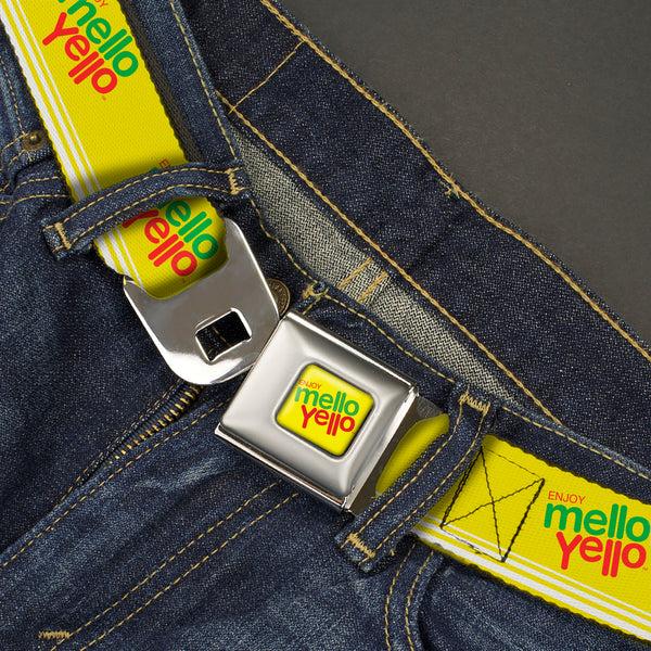 Buckle-Down ENJOY MELLO YELLO Logo Full Color Yellow/Red/Green Seatbelt Belt - ENJOY MELLO YELLO Logo Yellow/Red/Green Webbing