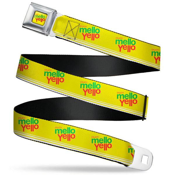 Buckle-Down ENJOY MELLO YELLO Logo Full Color Yellow/Red/Green Seatbelt Belt - ENJOY MELLO YELLO Logo Yellow/Red/Green Webbing