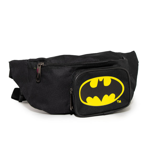 Buckle-Down Fanny Pack - Double Zipper - Batman Bat Signal Yellow Black