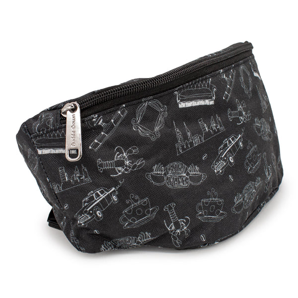 Buckle-Down Fanny Pack - Friends Television Show Icons Outlines Scattered Black White