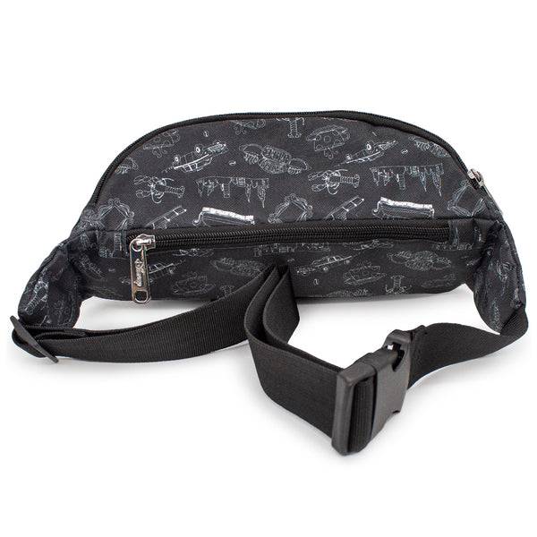Buckle-Down Fanny Pack - Friends Television Show Icons Outlines Scattered Black White